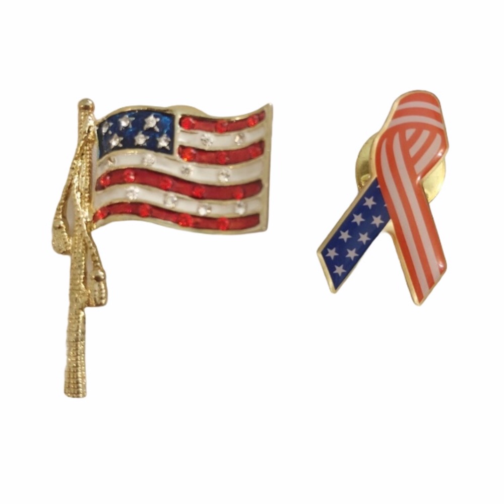3/15$ lot of 2 pins with USA 🇺🇸 awareness ribbon